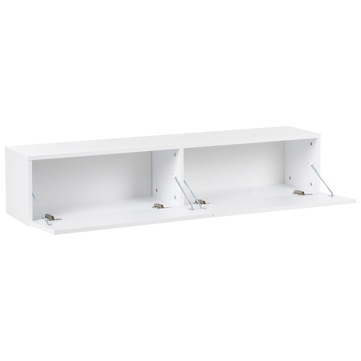Wall Mounted TV Stand White For 55 Inch TV With 2 Cabinets