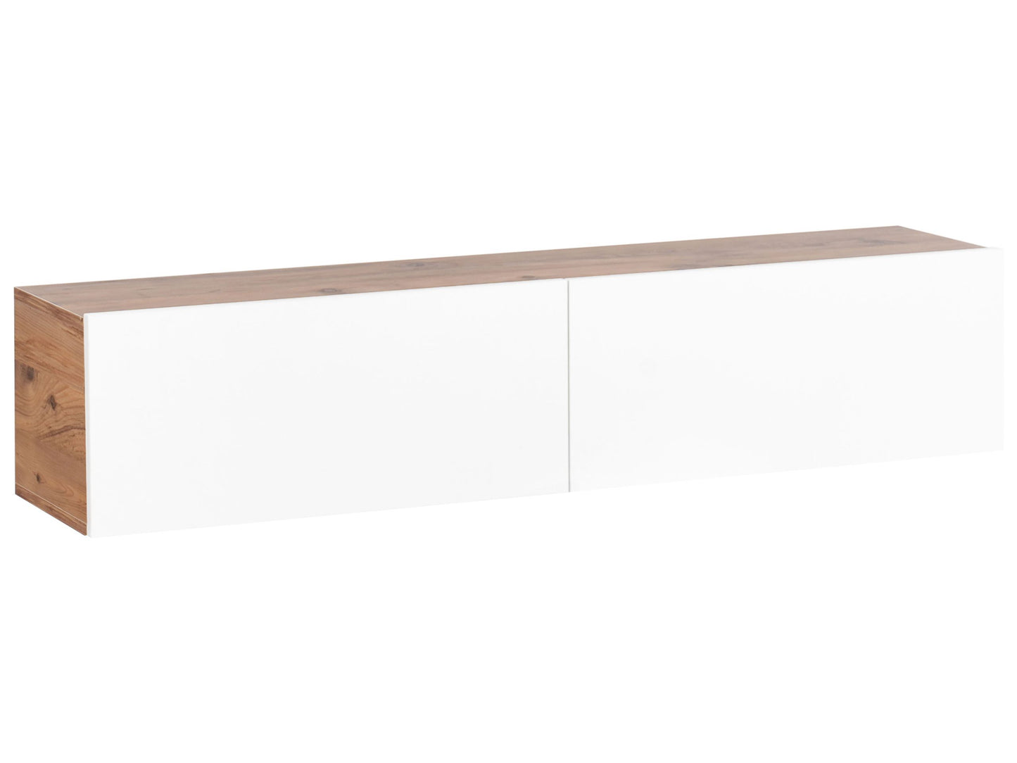White Brown Wall Mounted TV Stand Up To 55 Inch 2 Cabinets