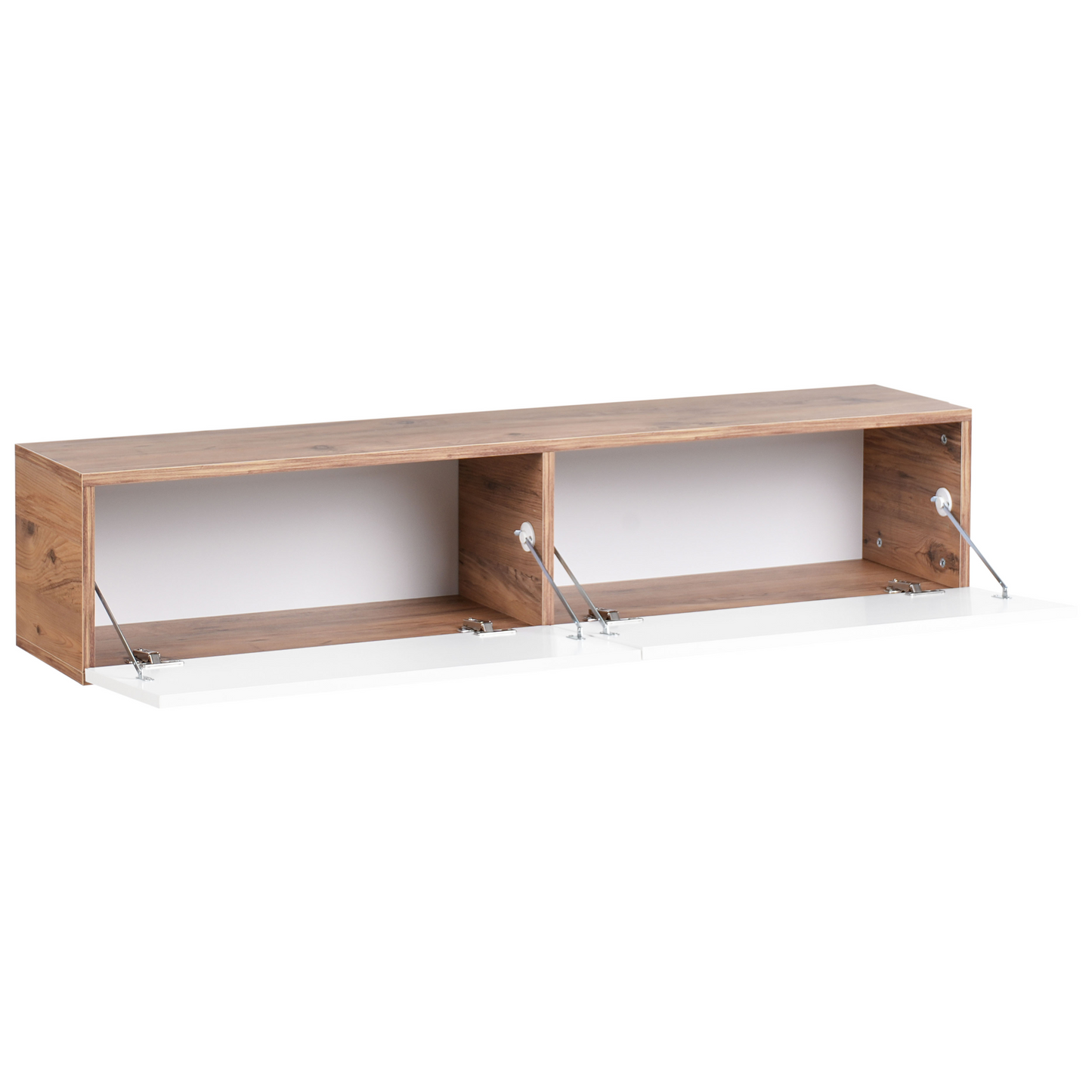 White Brown Wall Mounted TV Stand Up To 55 Inch 2 Cabinets
