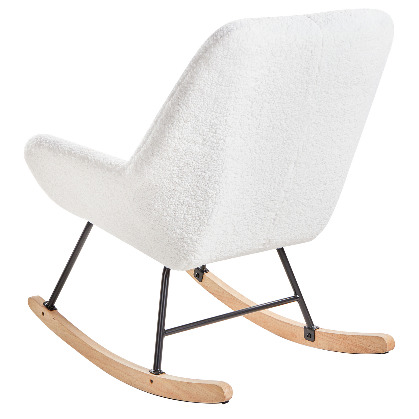Rocking Chair Off-White Boucle Upholstery Teddy Metal Black Legs