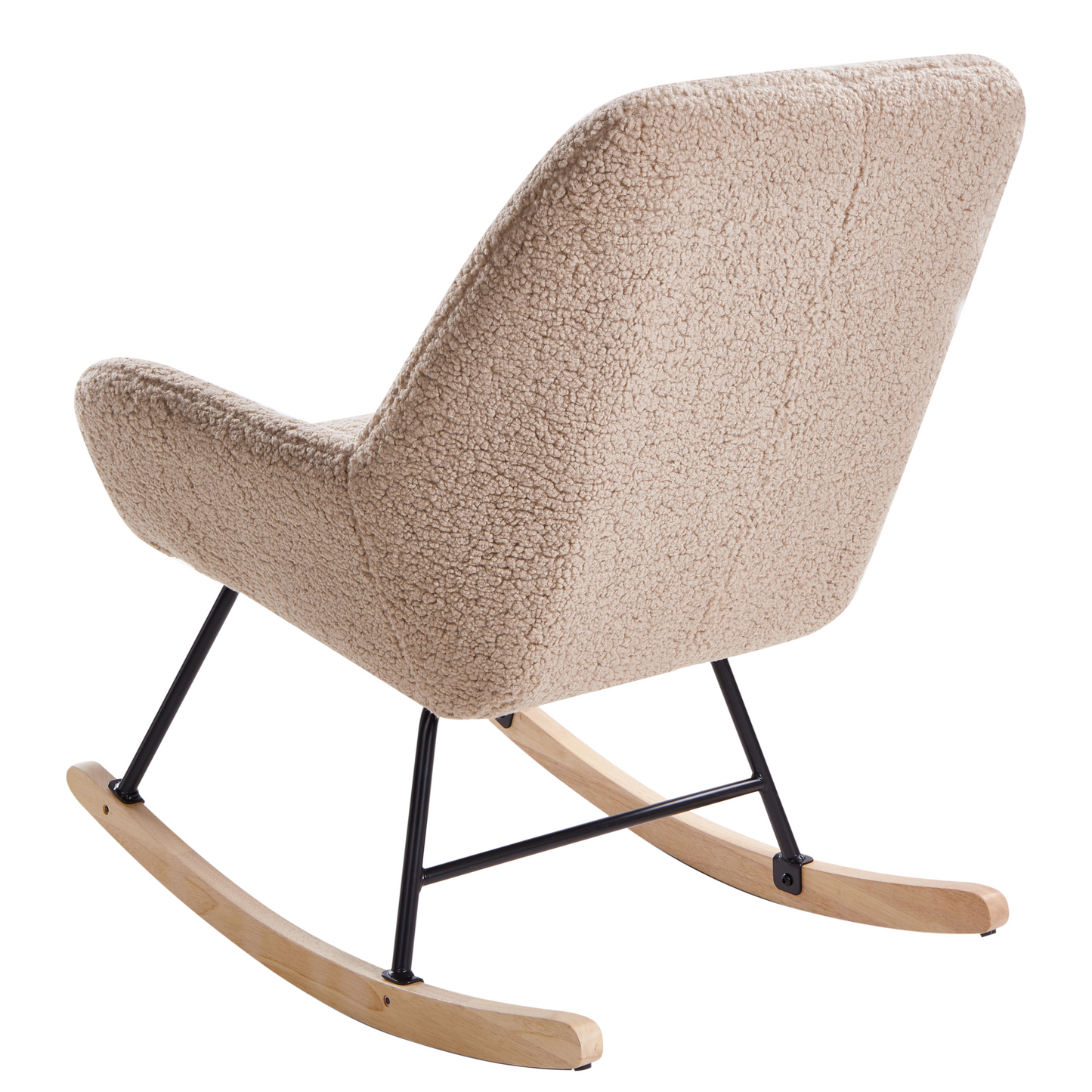 Beige Boucle Rocking Chair With Black Metal Legs