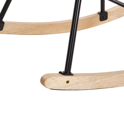 Beige Boucle Rocking Chair With Black Metal Legs