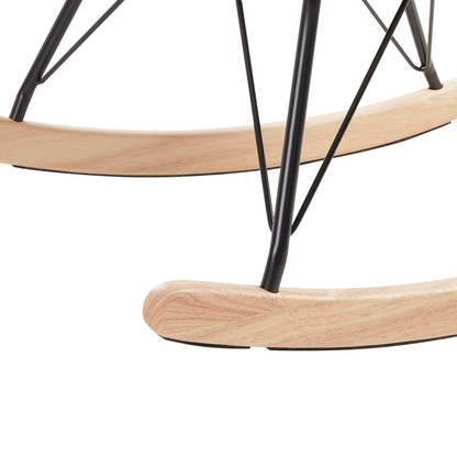 Beige Boucle Rocking Chair With Black Metal Legs And Armrests