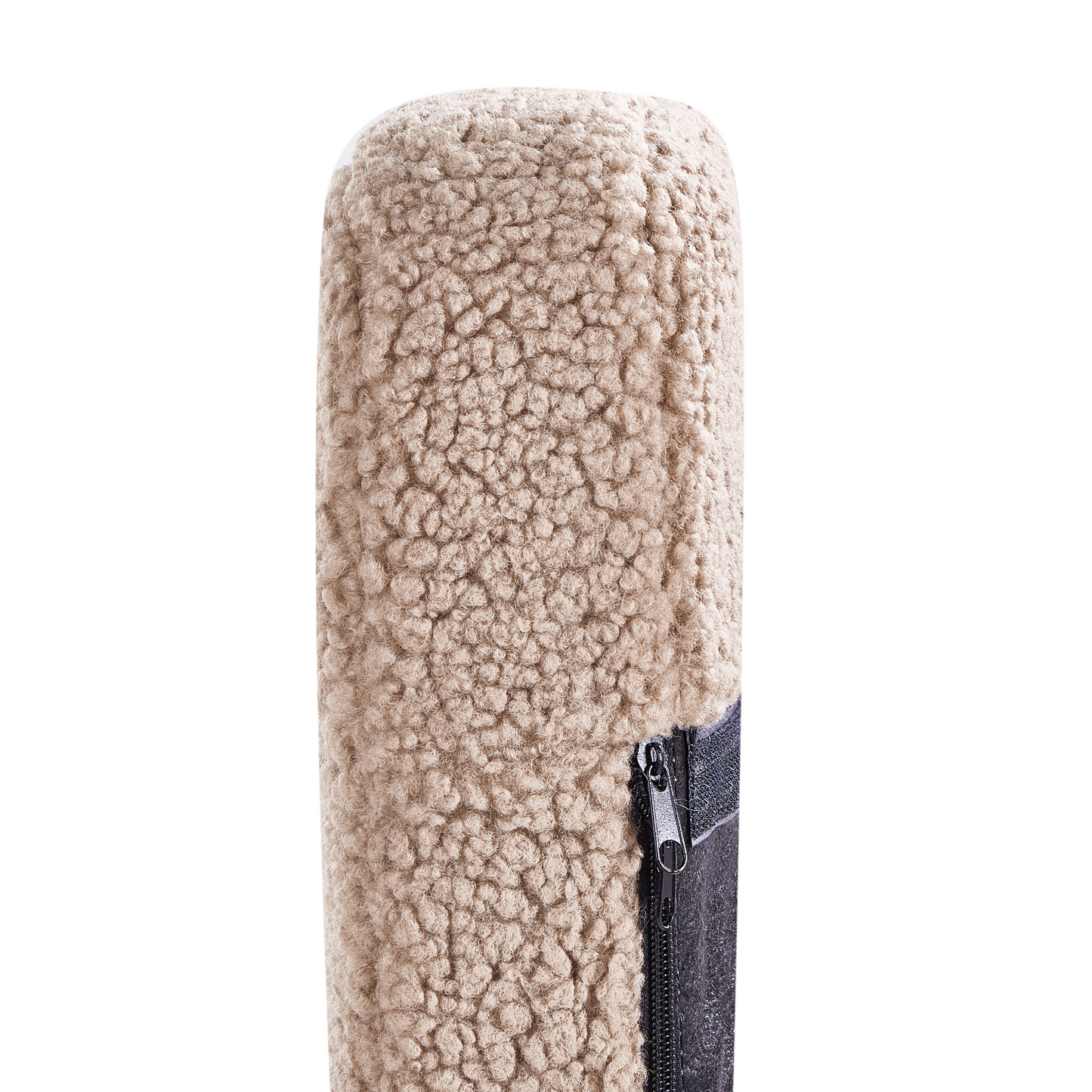 Beige Boucle Rocking Chair With Black Metal Legs And Armrests