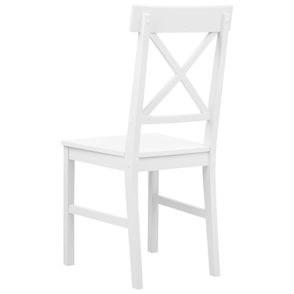 CasaNova Dining Set White Poplar Wood MDF Cottage Style Table And 4 Chairs Durable Family Friendly
