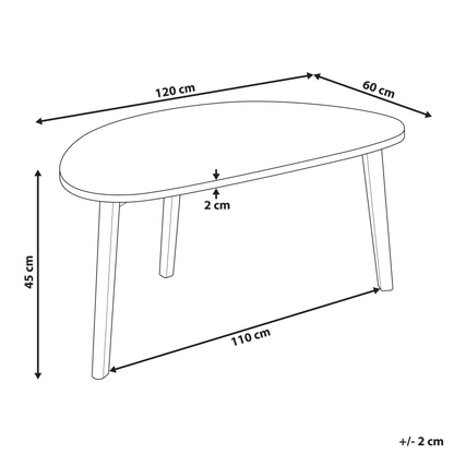 NovaHome White MDF Coffee Table With Pine Wood Legs Irregular Oversized Living Room Furniture