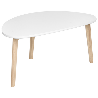 BrandName Small White MDF Coffee Tables Set Of 2 With Pine Wood Legs