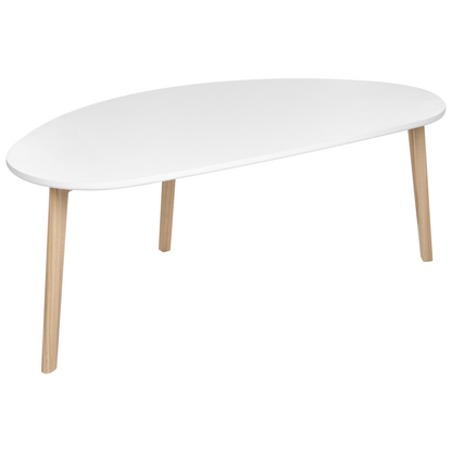 BrandName Small White MDF Coffee Tables Set Of 2 With Pine Wood Legs