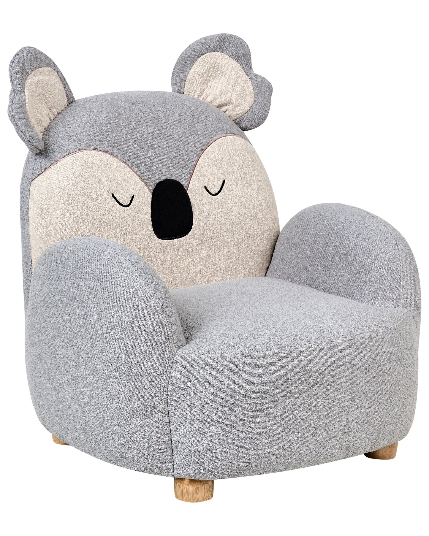 Koala Kids Armchair Grey Upholstery Low Seat Bear Shape
