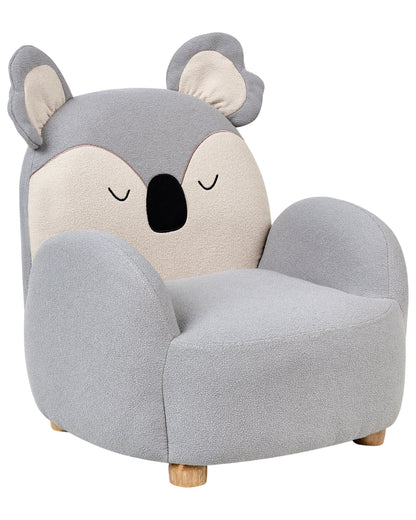 Koala Kids Armchair Grey Upholstery Low Seat Bear Shape