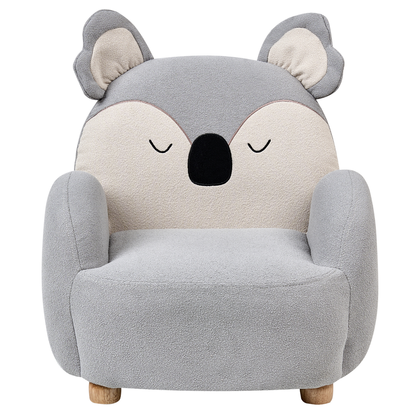 Koala Kids Armchair Grey Upholstery Low Seat Bear Shape
