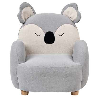 Koala Kids Armchair Grey Upholstery Low Seat Bear Shape
