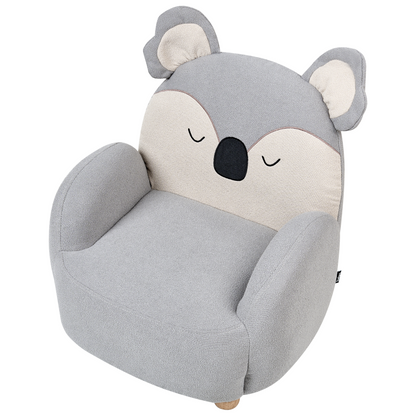 Koala Kids Armchair Grey Upholstery Low Seat Bear Shape