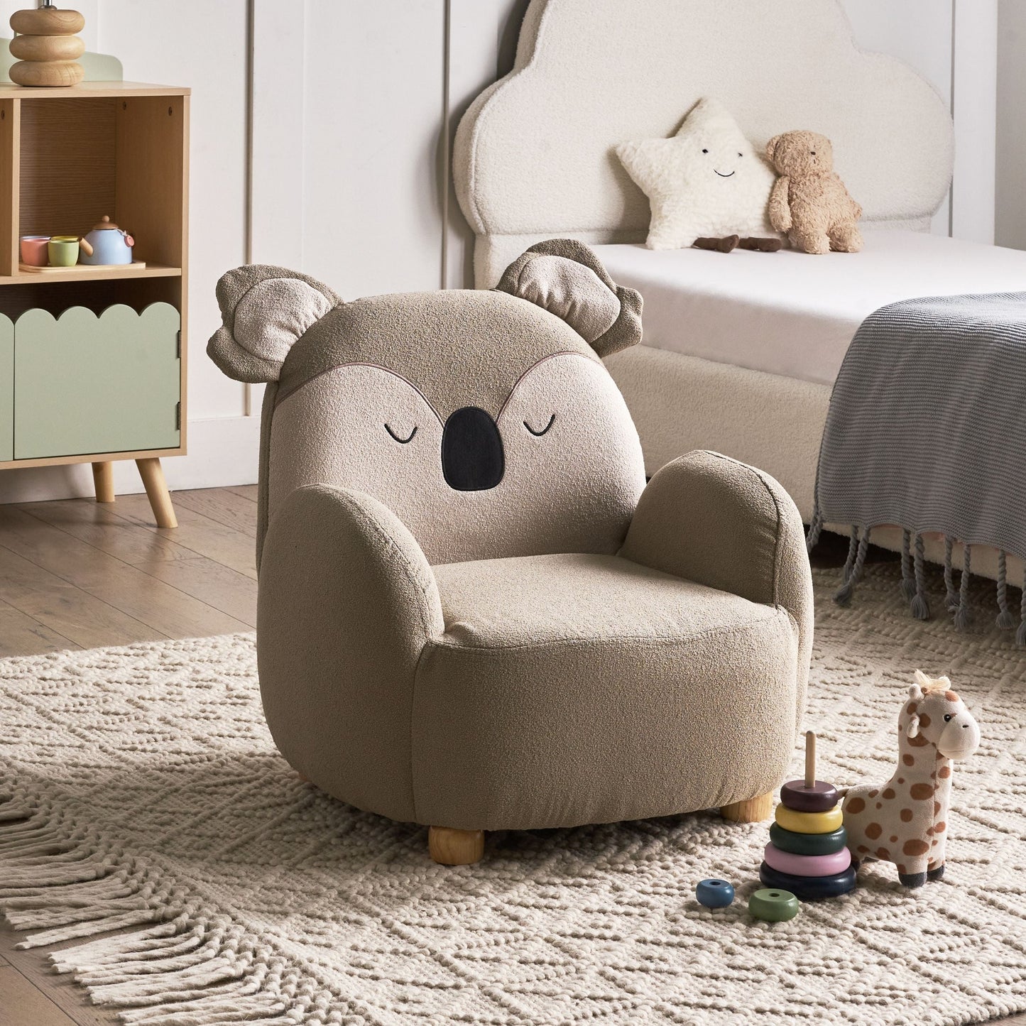Koala Kids Armchair Bear Shape Taupe Upholstered