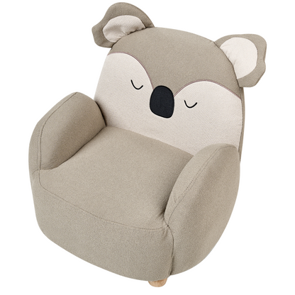 Koala Kids Armchair Bear Shape Taupe Upholstered