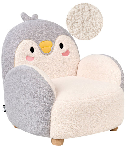 Penguin Shaped Kids Armchair Grey Upholstery