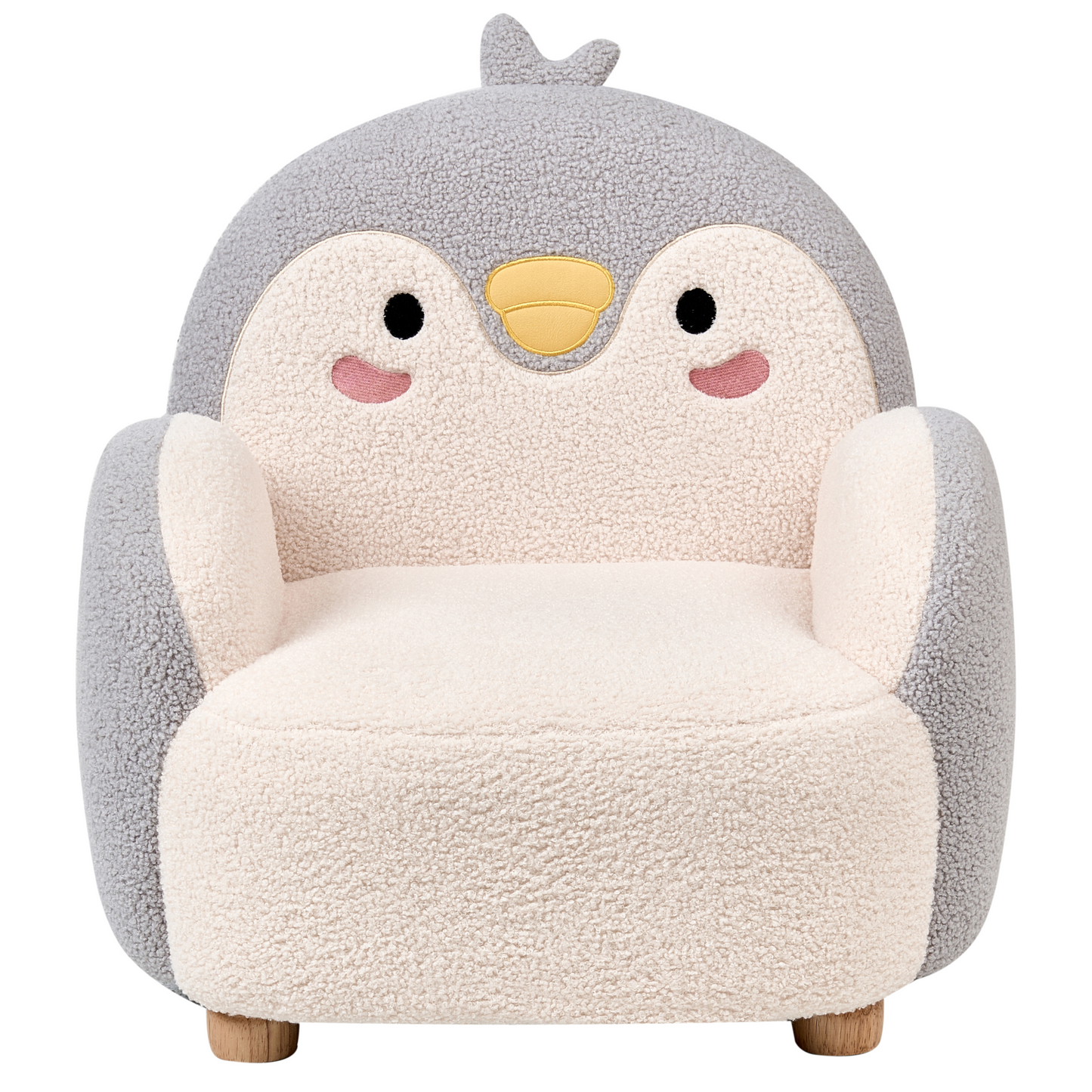 Penguin Shaped Kids Armchair Grey Upholstery