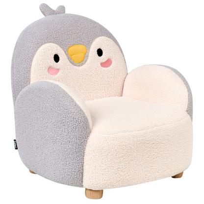 Penguin Shaped Kids Armchair Grey Upholstery