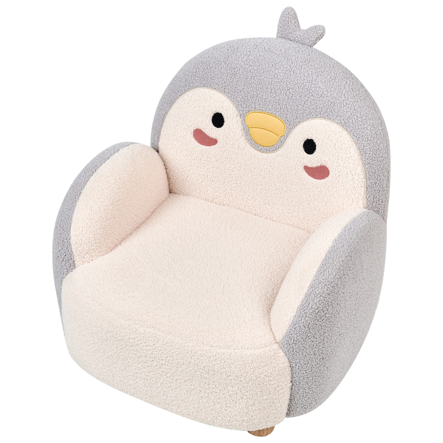 Penguin Shaped Kids Armchair Grey Upholstery