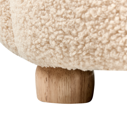 Cat Shaped Kids Armchair Beige Boucl? Upholstered Low Chair for Toddlers