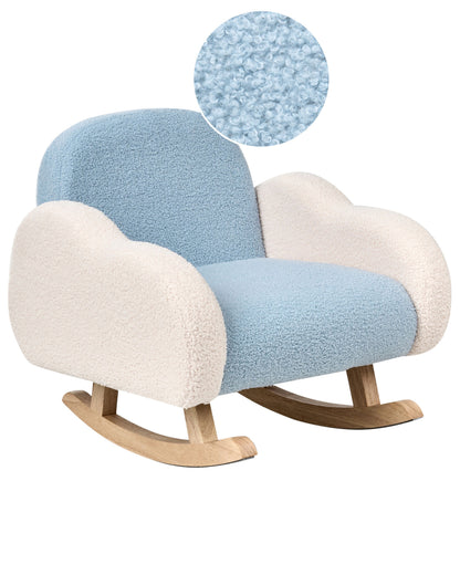 Kids Rocking Chair Light Blue Boucle Indoor