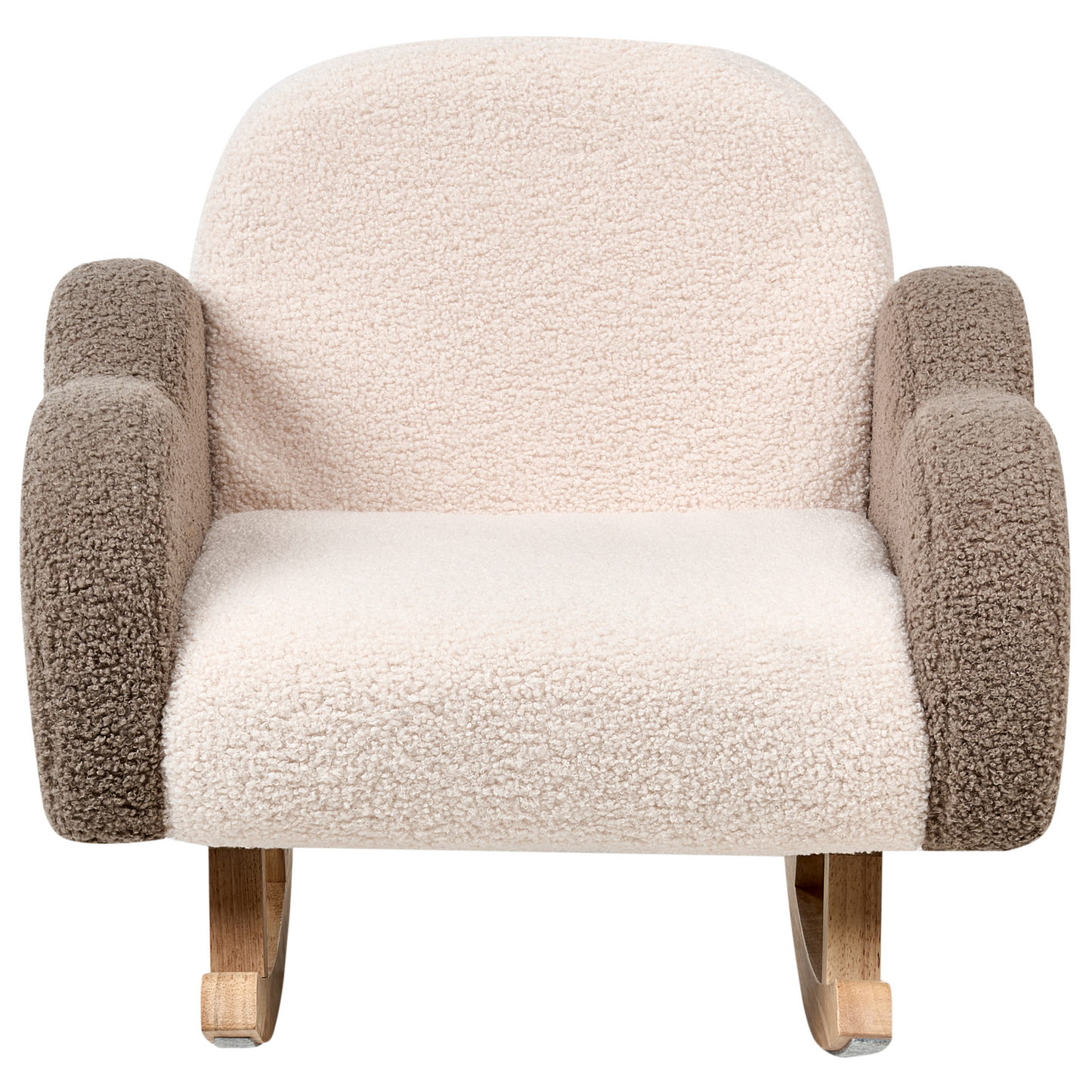 Kids Rocking Chair Beige Boucle With Cloud Armrests