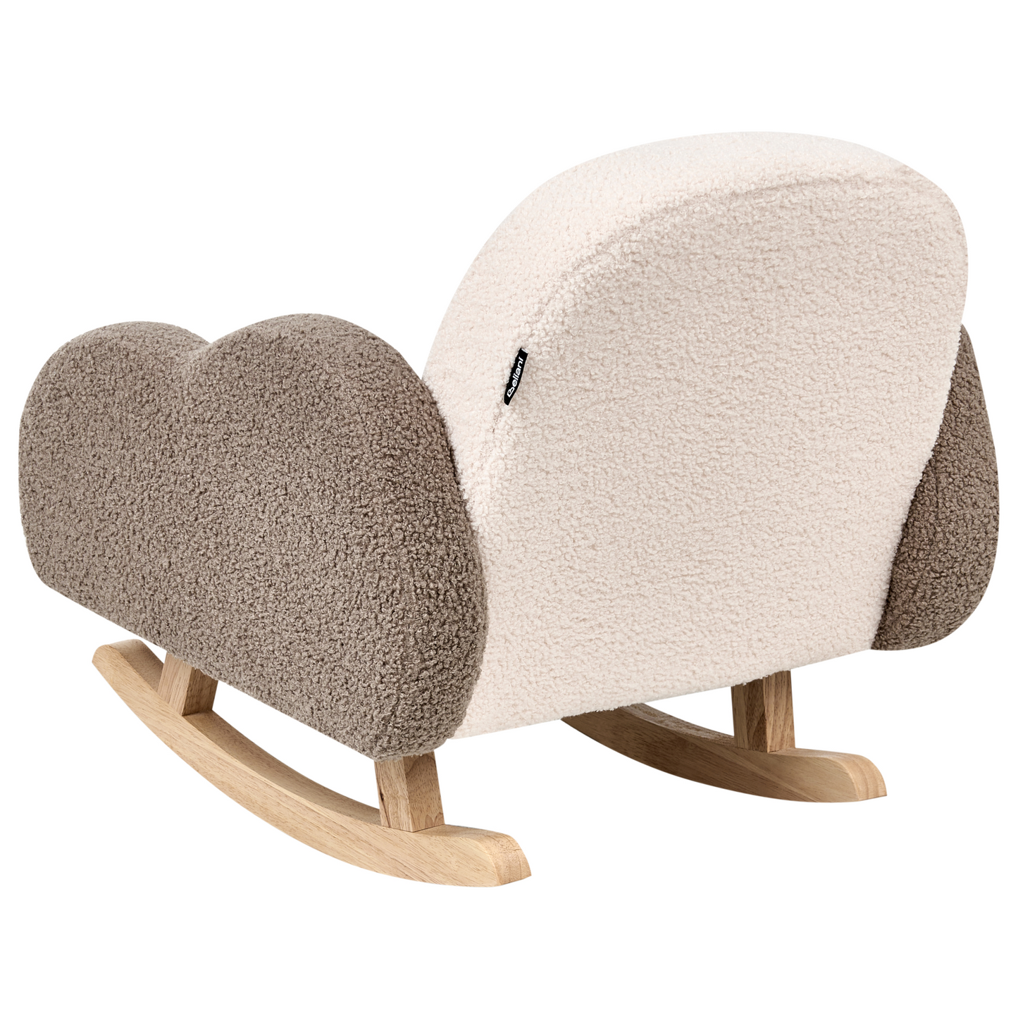 Kids Rocking Chair Beige Boucle With Cloud Armrests