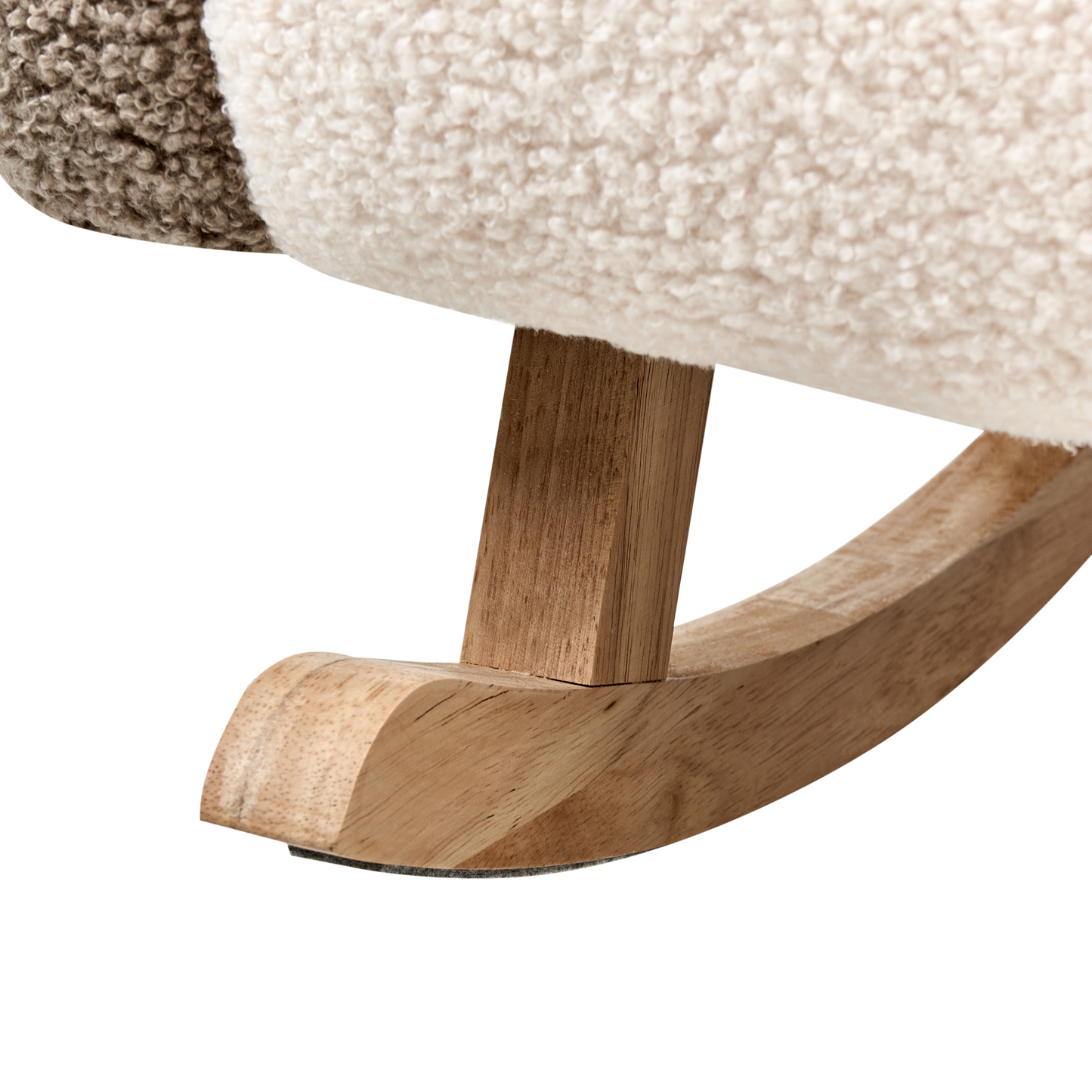 Kids Rocking Chair Beige Boucle With Cloud Armrests