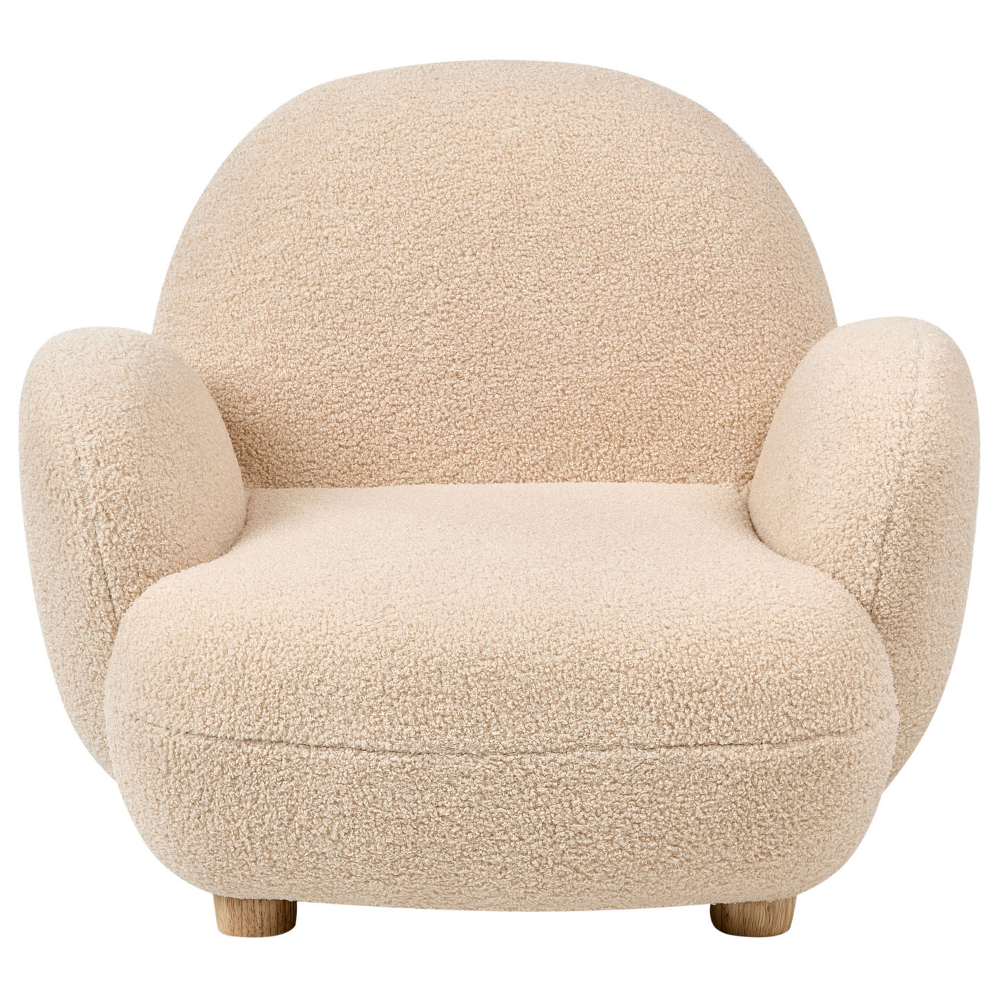 Kids Armchair Beige Boucle With Wooden Legs