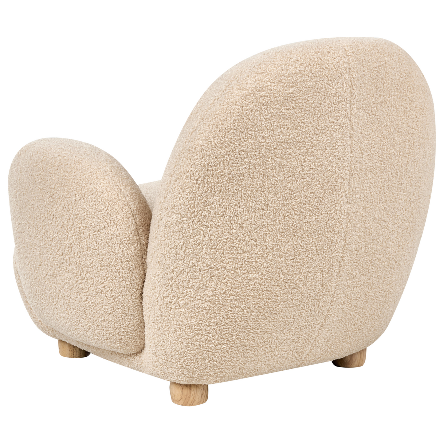 Kids Armchair Beige Boucle With Wooden Legs