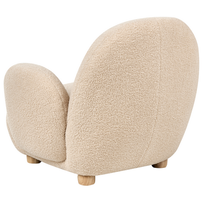 Kids Armchair Beige Boucle With Wooden Legs