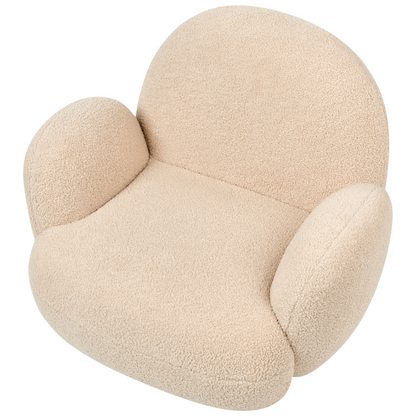 Kids Armchair Beige Boucle With Wooden Legs