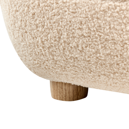Kids Armchair Beige Boucle With Wooden Legs