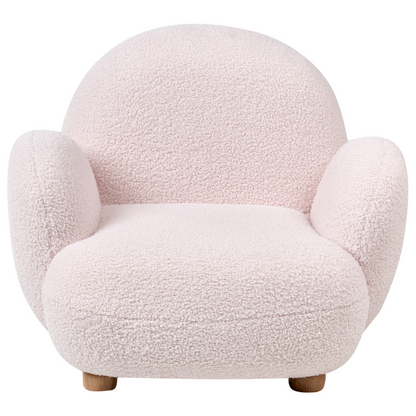 Kids Armchair Pastel Pink Boucle With Wooden Legs