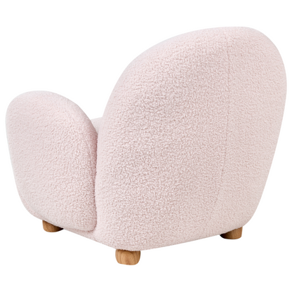 Kids Armchair Pastel Pink Boucle With Wooden Legs