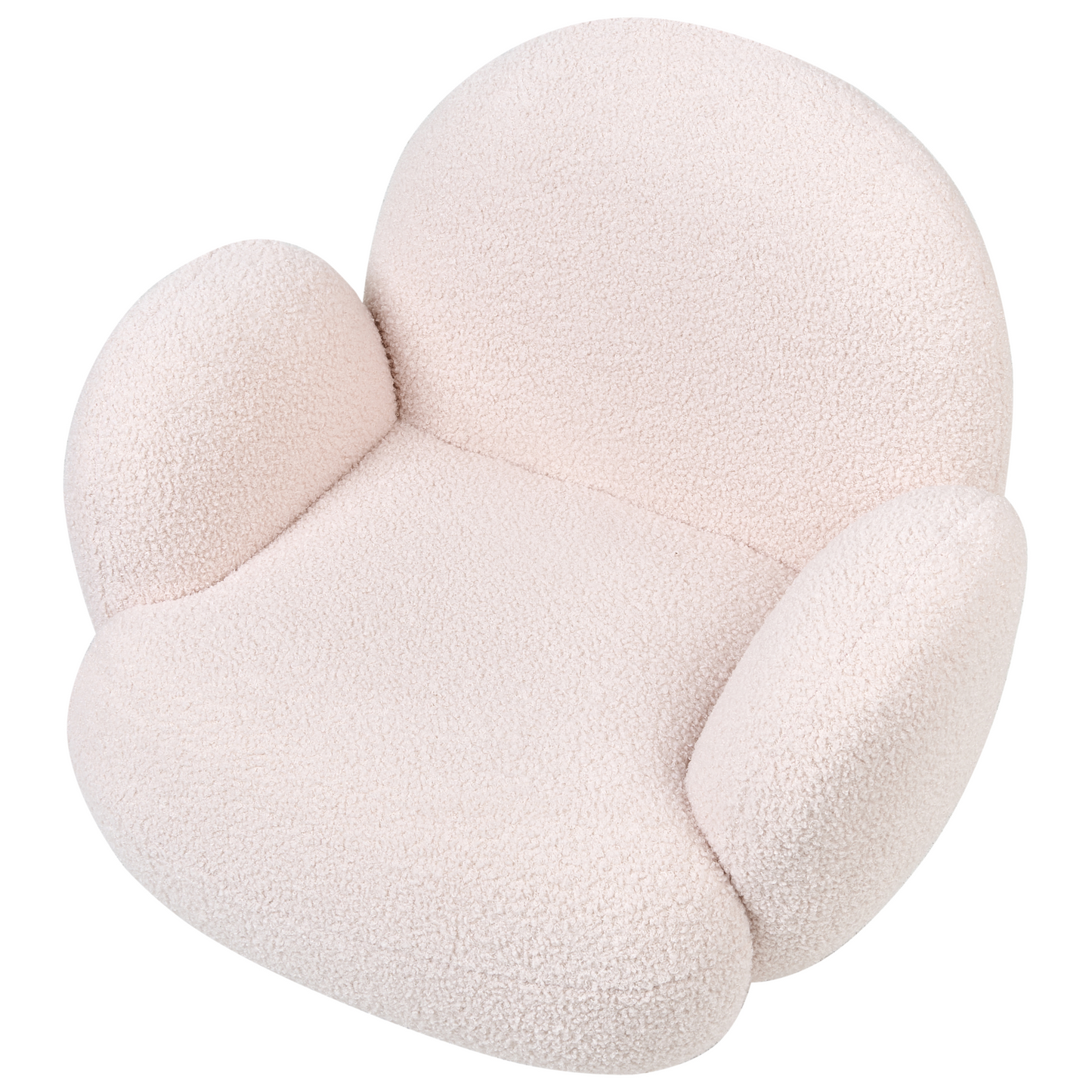Kids Armchair Pastel Pink Boucle With Wooden Legs