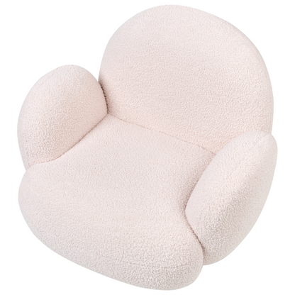Kids Armchair Pastel Pink Boucle With Wooden Legs