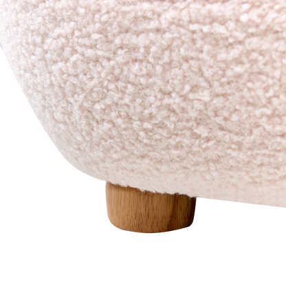 Kids Armchair Pastel Pink Boucle With Wooden Legs