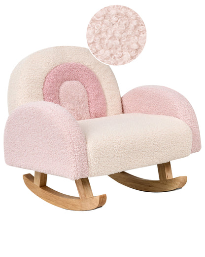 Kids Boucle Rocking Chair Pastel Pink Indoor