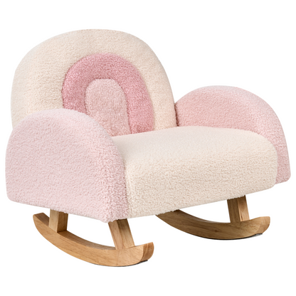 Kids Boucle Rocking Chair Pastel Pink Indoor