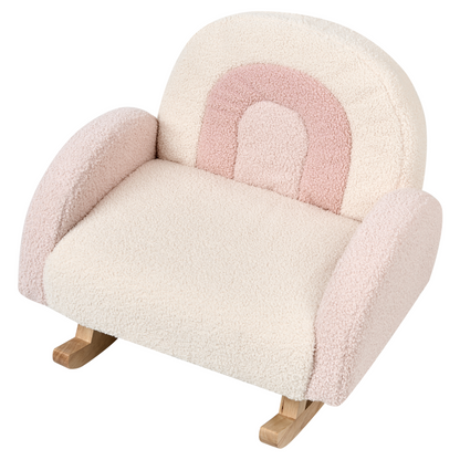 Kids Boucle Rocking Chair Pastel Pink Indoor
