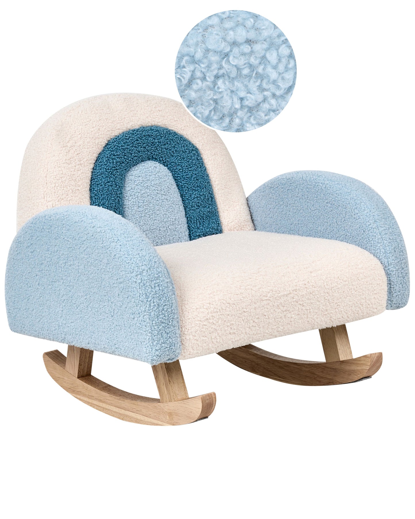 Kids Light Blue Boucle Indoor Rocking Chair
