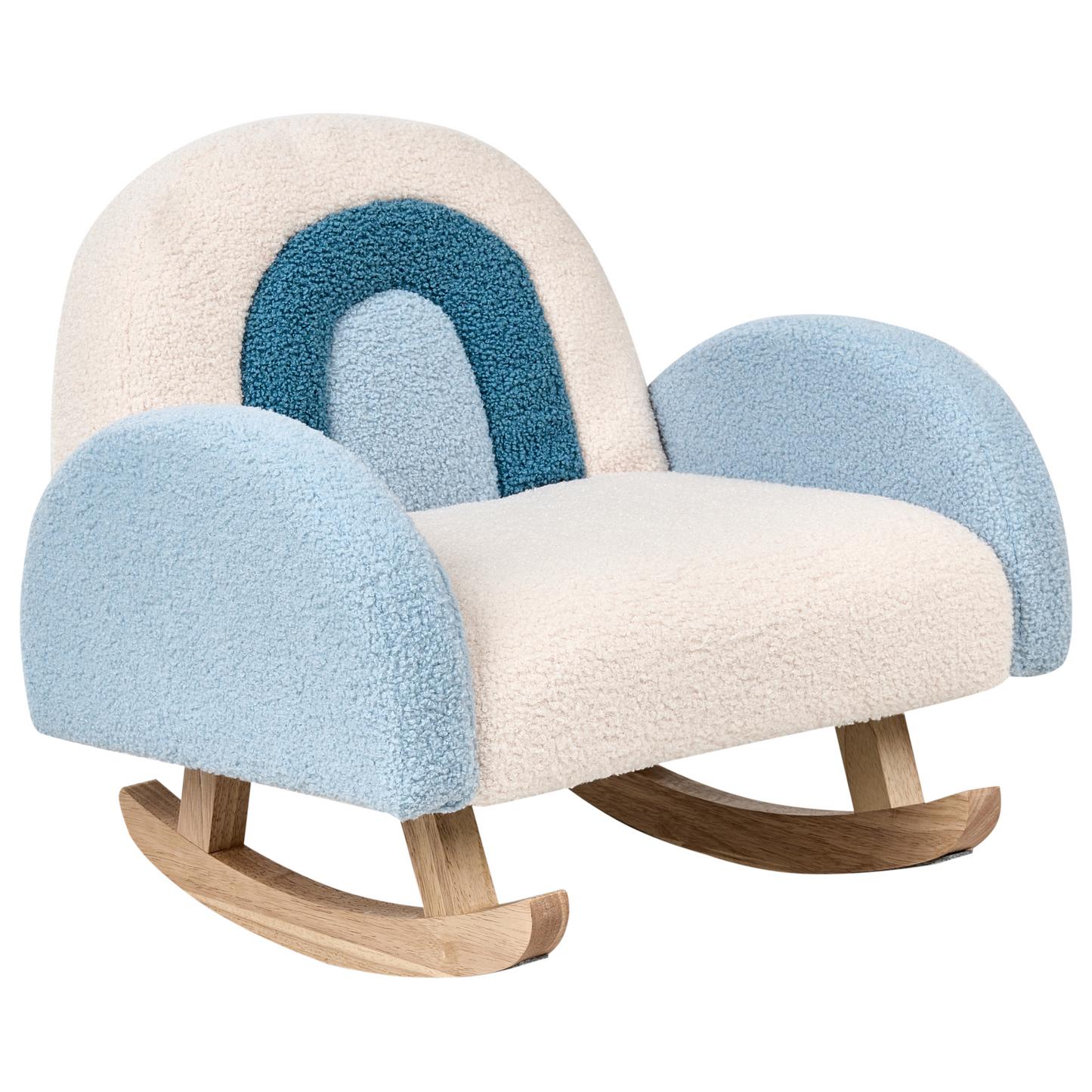 Kids Light Blue Boucle Indoor Rocking Chair