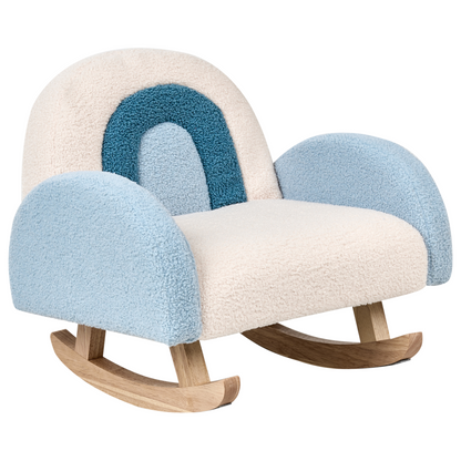 Kids Light Blue Boucle Indoor Rocking Chair