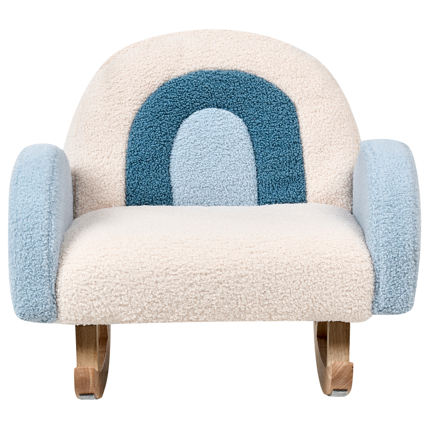 Kids Light Blue Boucle Indoor Rocking Chair