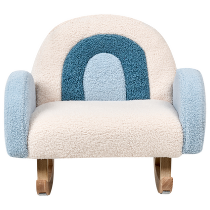 Kids Light Blue Boucle Indoor Rocking Chair