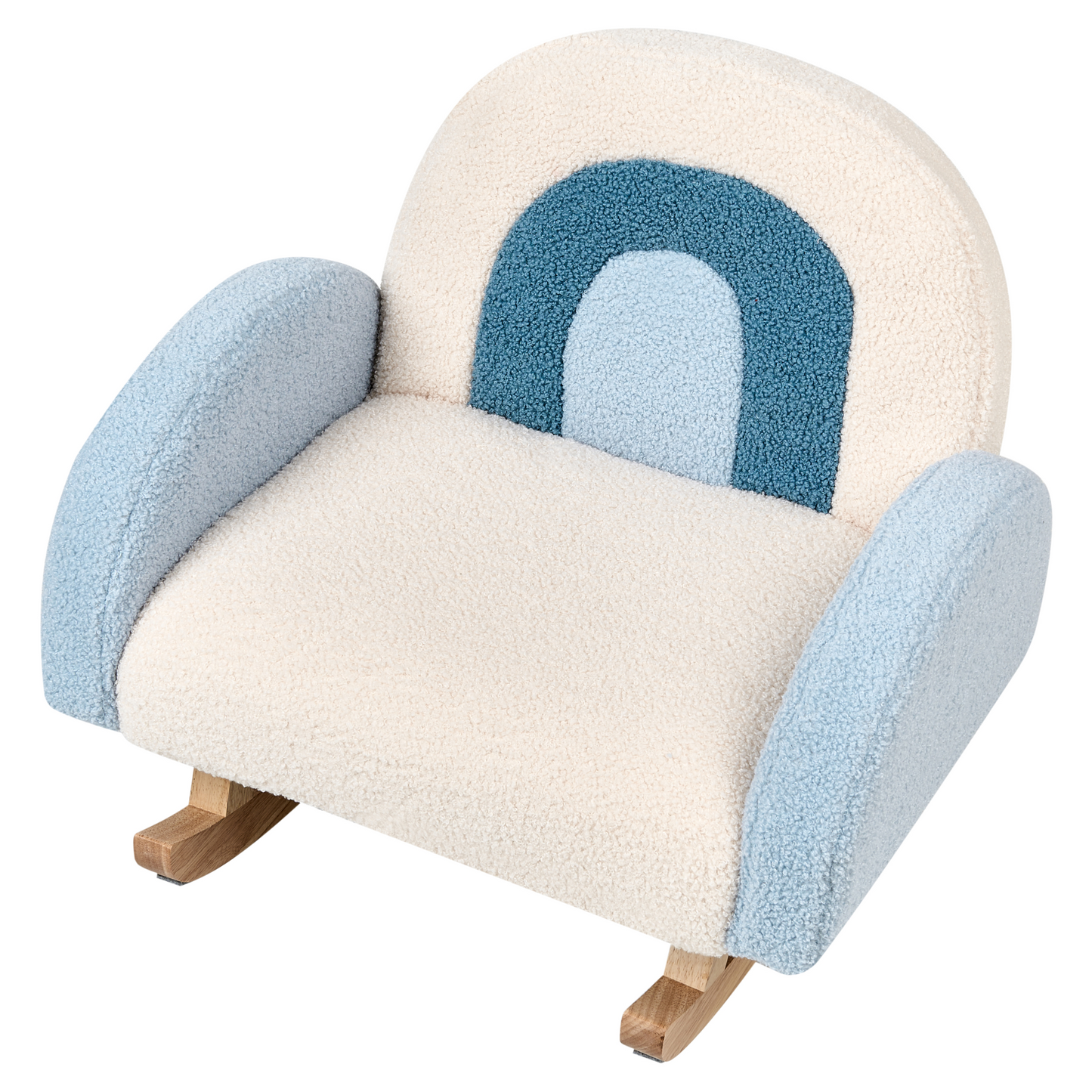 Kids Light Blue Boucle Indoor Rocking Chair