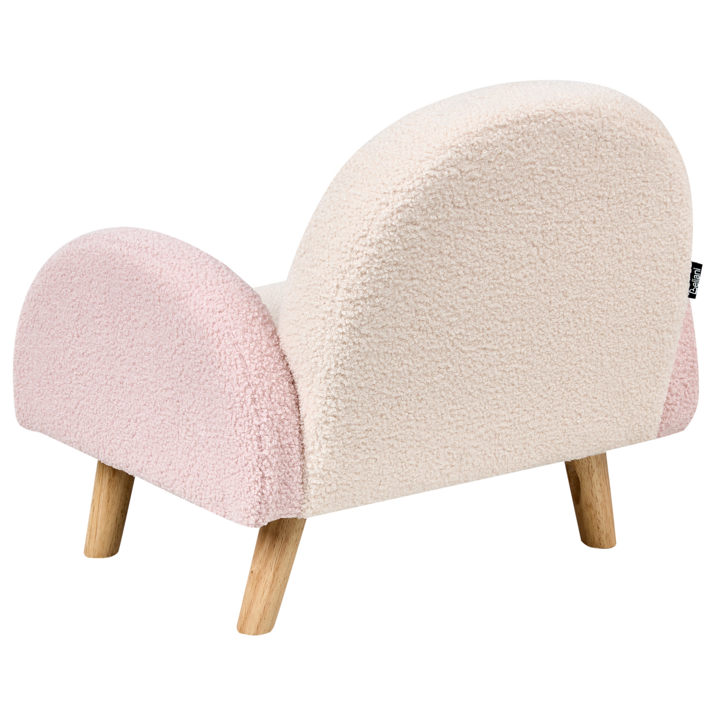 Kids Armchair Pastel Pink Boucle Upholstered With Wooden Legs