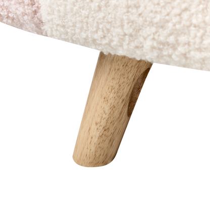 Kids Armchair Pastel Pink Boucle Upholstered With Wooden Legs