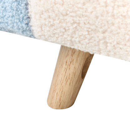 Kids Armchair Light Blue Boucle Upholstery and Wooden Legs